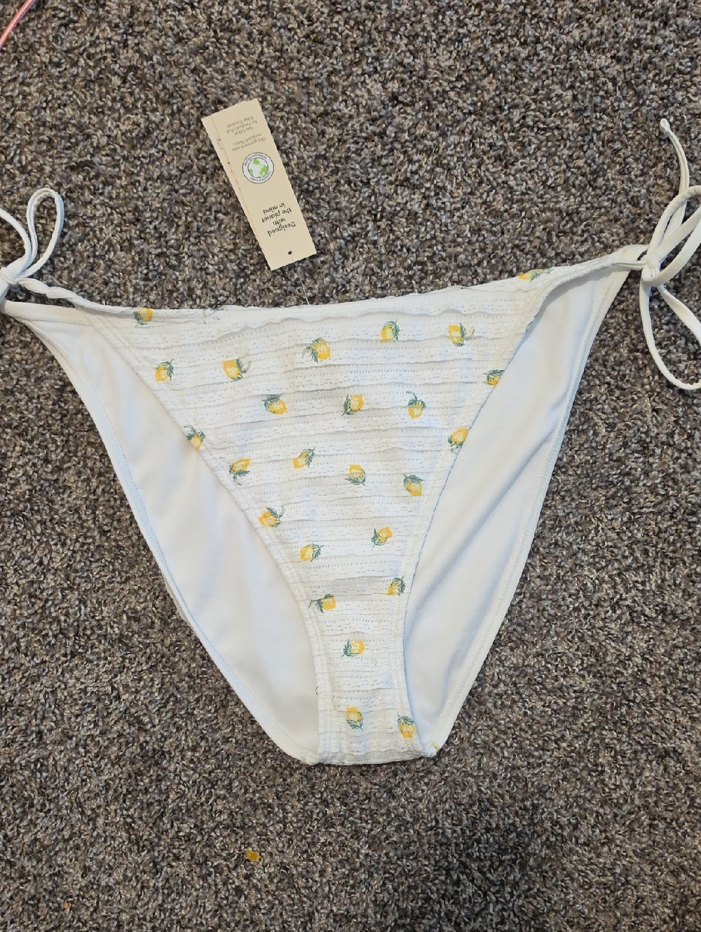 White Bikini Bottom with Yellow Lemon Print Sz XXL
